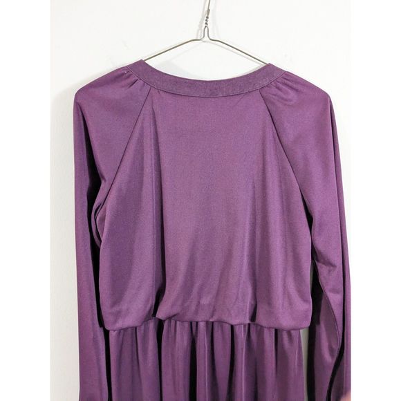 Vintage John Wynkoop for Penny Young plum dress polyester size m 1970s VTG - Picture 9 of 11